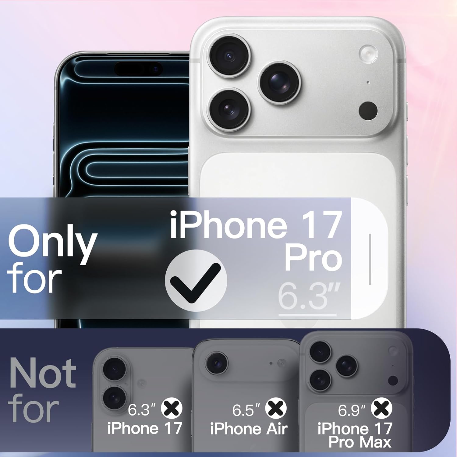 JETech Glitter Case for iPhone 17 Pro 6.3-Inch Compatible with MagSafe, Clear Cute Bling Sparkle for Women and Girls, Shiny Shockproof Magnetic Sparkly Phone Cover (Clear) - Image 2