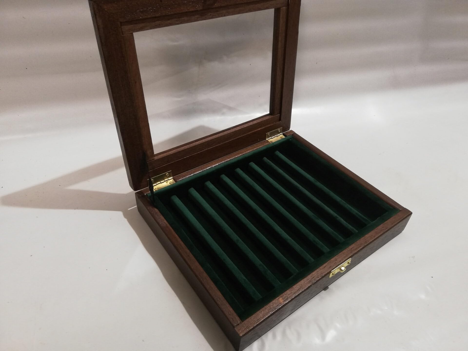 Vetrina Espositore in Legno per Penne Stilografiche con Interno in Velluto, Cofanetto Porta Penne da Collezione per 9 Stilografiche, Artigianale Made in Italy