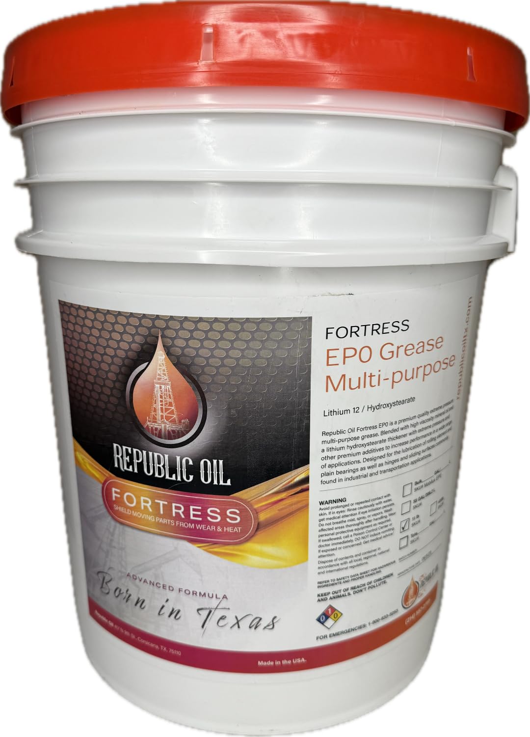 Republic Oil EP0 Extreme Pressure Multi-Purpose Lithium Industrial Grease 35lb Pail Bucket