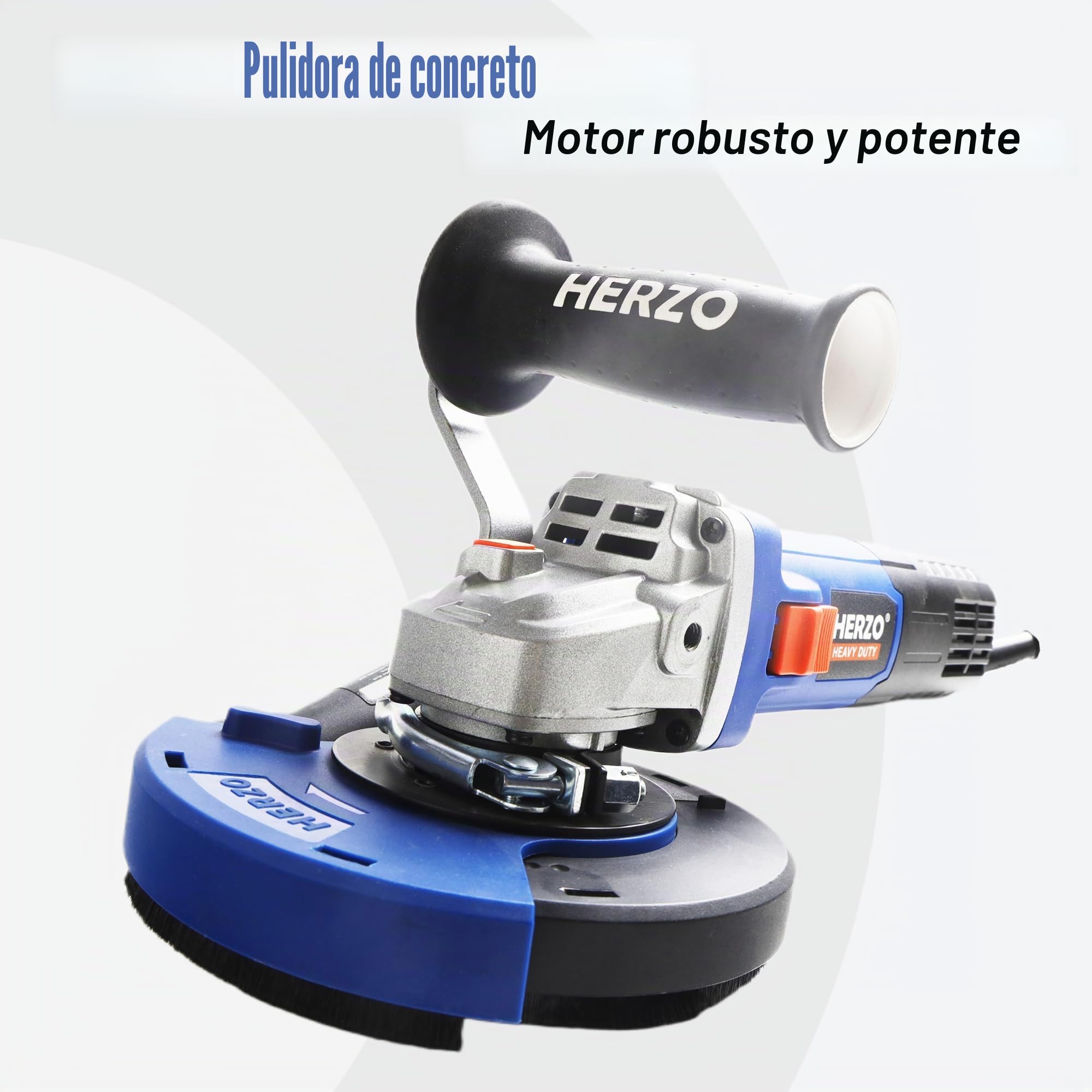 Amoladora Angular,HERZO Lijadora de Hormigón 1400W,Juego de trituradora de hormigón 125mm, 6 niveles de velocidad, campana de extracción (125mm)