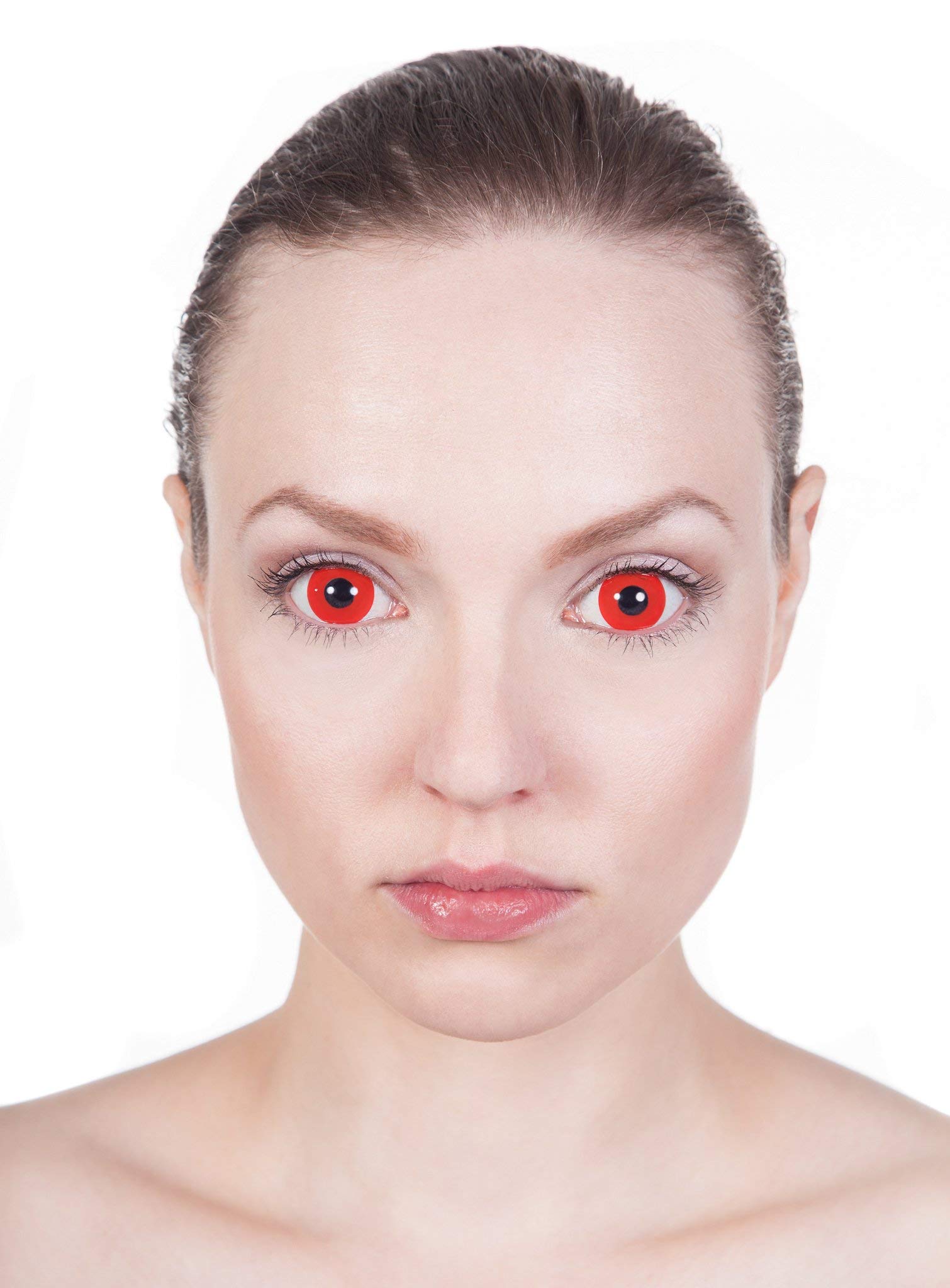 Maskworld - Mini-Sclera rot - farbige Kontaktlinsen / 6-Monats-Linsen (17mm) - Motivlinsen ohne Sehstärke - Unisex - Erwachsene - ideal für Halloween, Karneval, Motto- und Horror-Party