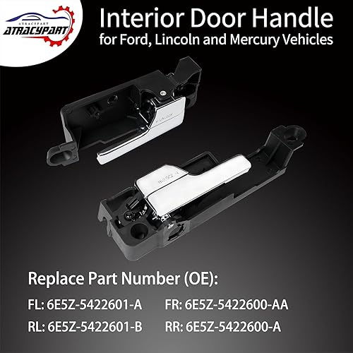 Miniatura 4 de Manija de puerta interior (4 piezas) delantera trasera izquierda y derecha Compatible con Ford Fusion 2006-2012, Lincoln MKZ 2007-2012, Mercury