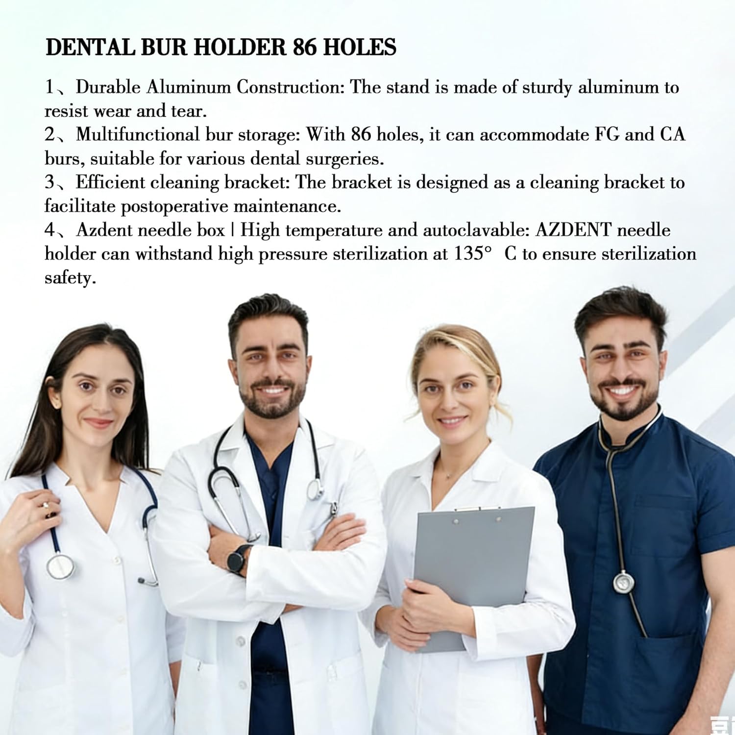 Dental Burs Holder Block Case Disinfection for Diamond FG and CA Burs Aluminium Autoclavable Opening Box 86 Holes Blue