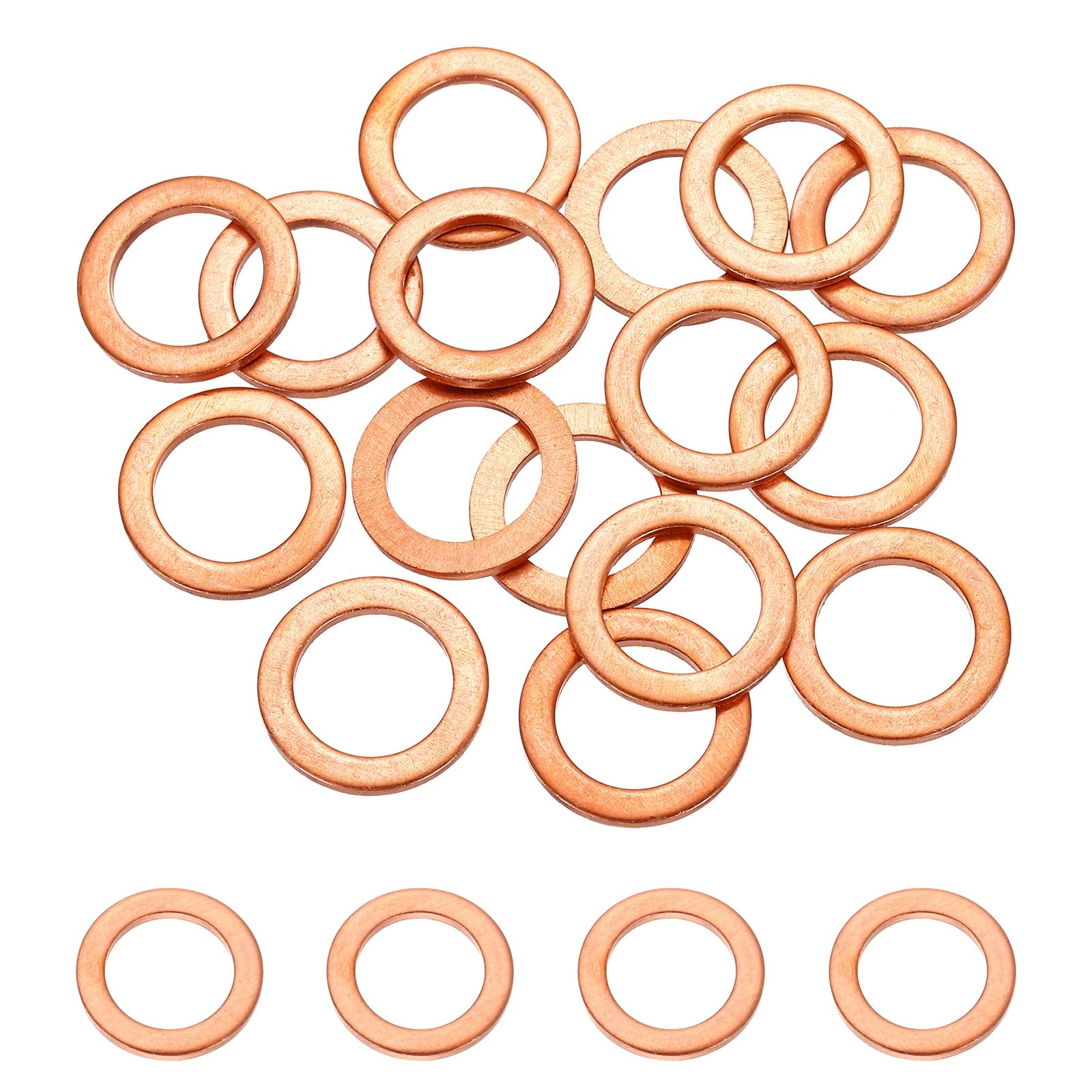 DEFANEX 16 Pcs M10 Copper Washer Sealing Ring (12mm ID 18mm OD 1.5mm Thickness) Metric Sealing Gasket Flat Crush Washer, for Automotive Plumbing Mechanical Oil Drain Plug โ image 1