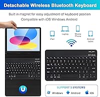 Vista 3 de SOPPY Funda con teclado Bluetooth para iPad de 11ª generación (A16) de 11 pulgadas 2025, 10ª generación de 10.9 pulgadas 2022, funda protectora