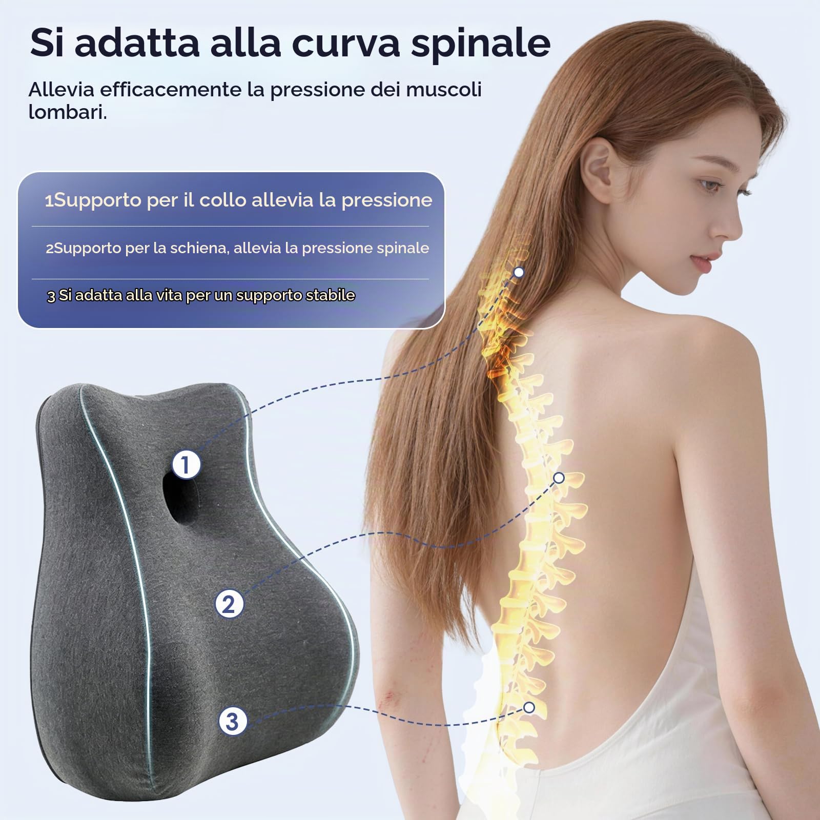 Cuscino a Cuneo per Coppie, Cuscino di Supporto in Memory Foam per la Vita