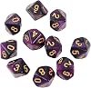 Yuly 10pcs 10 Sided Dice D10 Polyhedral Dice for Table Game for Pub Club Game Supplies RPG Table Game Board Game Multi-Color Dice Set