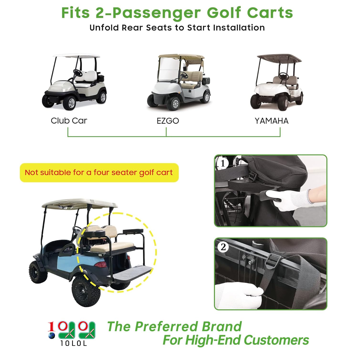 10L0L Golf Cart Cargo Bag for 2 Passenger Golf Carts, Storage Grocery Shopping Bag for EZGO TXT/RXV, Club Car DS/Precedent, Yamaha Golf Cart