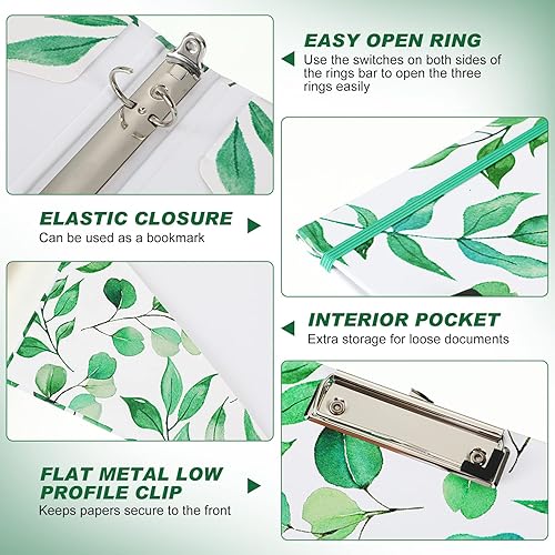 Miniatura 2 de Kisston 2 carpetas de 3 anillos de 1 pulgada, bonitas carpetas para tamaño carta con separadores de 5 pestañas, portapapeles de perfil bajo con