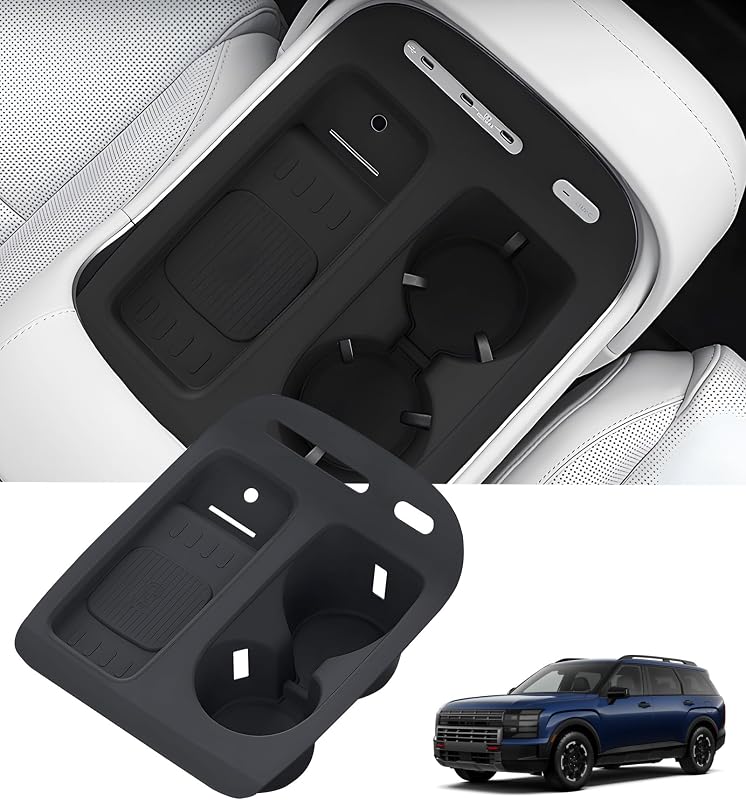 Kit de Protetores para Porta-Copos e Carregador sem Fio Katorn para Hyundai Palisade 2026-2027, Preto