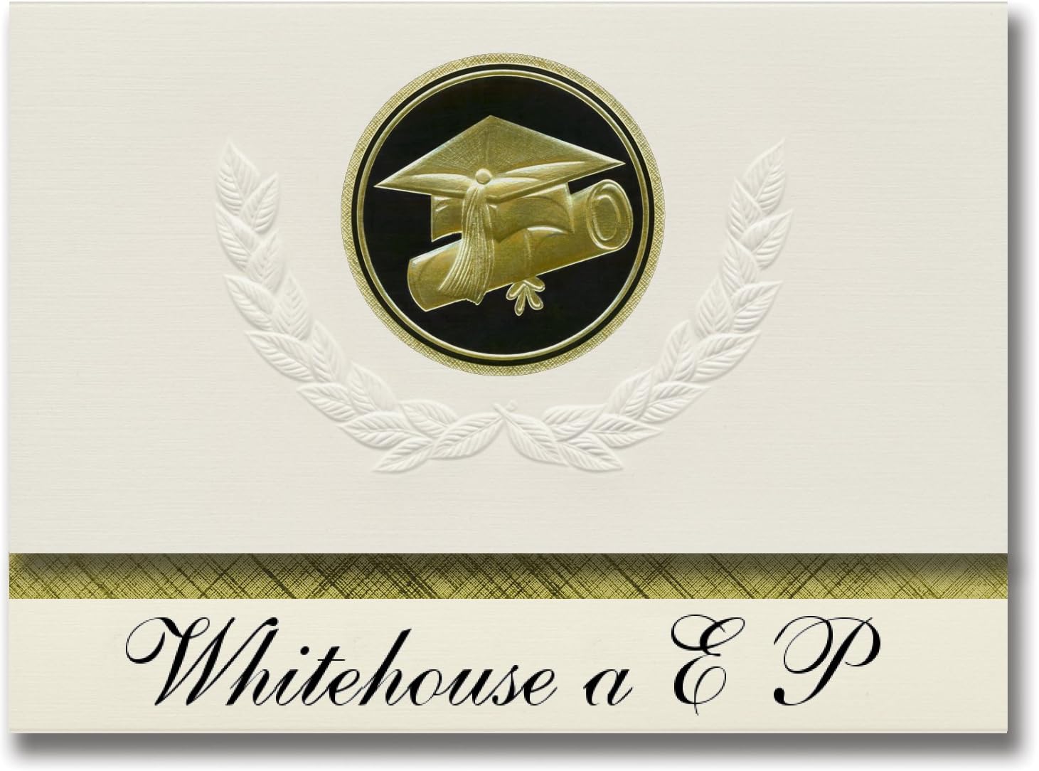 Signature Announcements Whitehouse a E P (Whitehouse, TX) Graduation Announcements, Presidential style, Basic package of 25 Cap & Diploma Seal. Black & Gold.