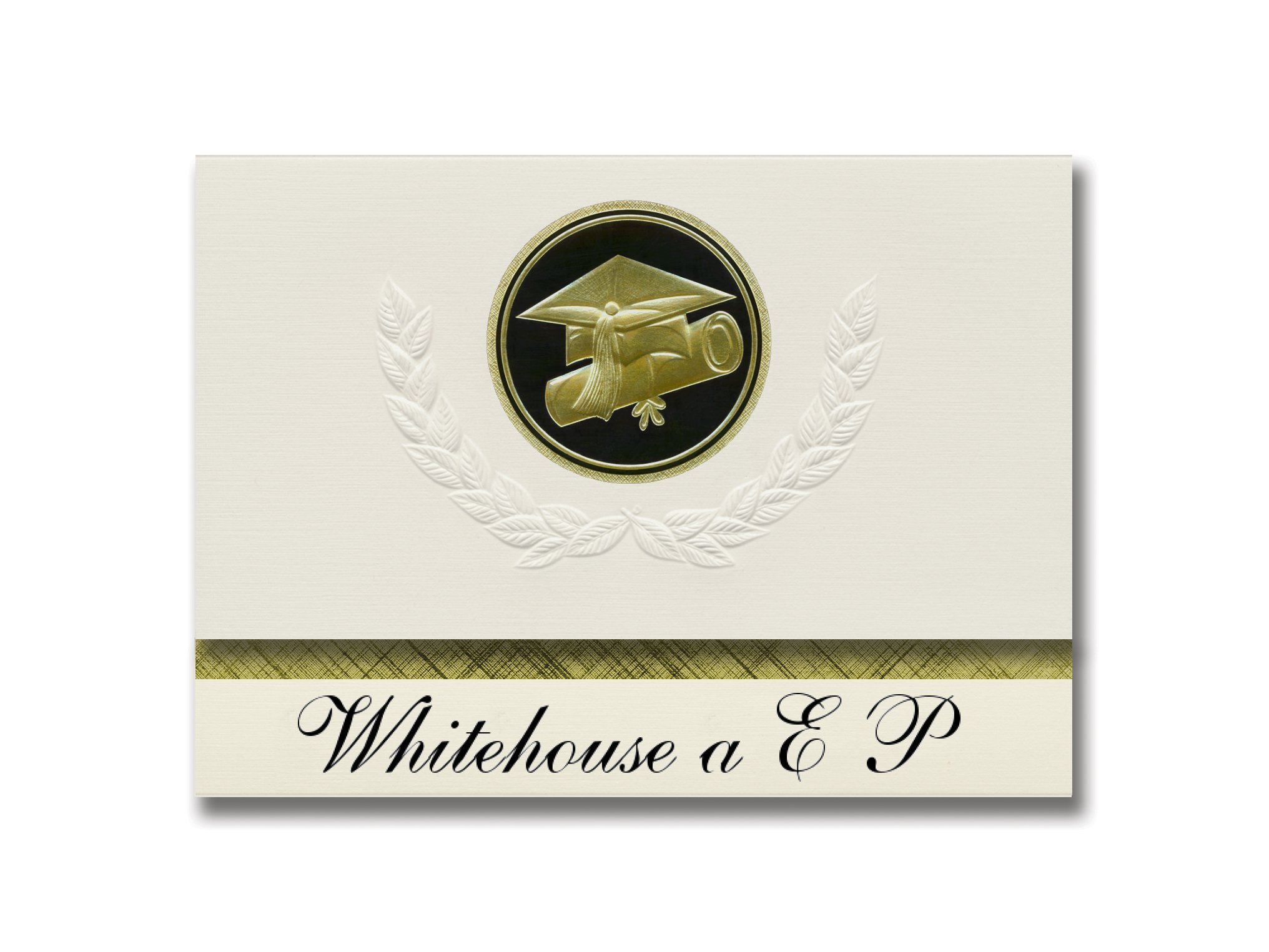 Signature Announcements Whitehouse a E P (Whitehouse, TX) Graduation Announcements, Presidential style, Basic package of 25 Cap & Diploma Seal. Black & Gold.