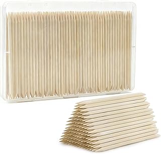 180 PCS Orange Wood Cuticle Sticks with Storage Case, 4.5" Double Sided Nail Cuticle Pusher, Professional Manicure Pedicure Nail Art Tools for Salon & Home Use
