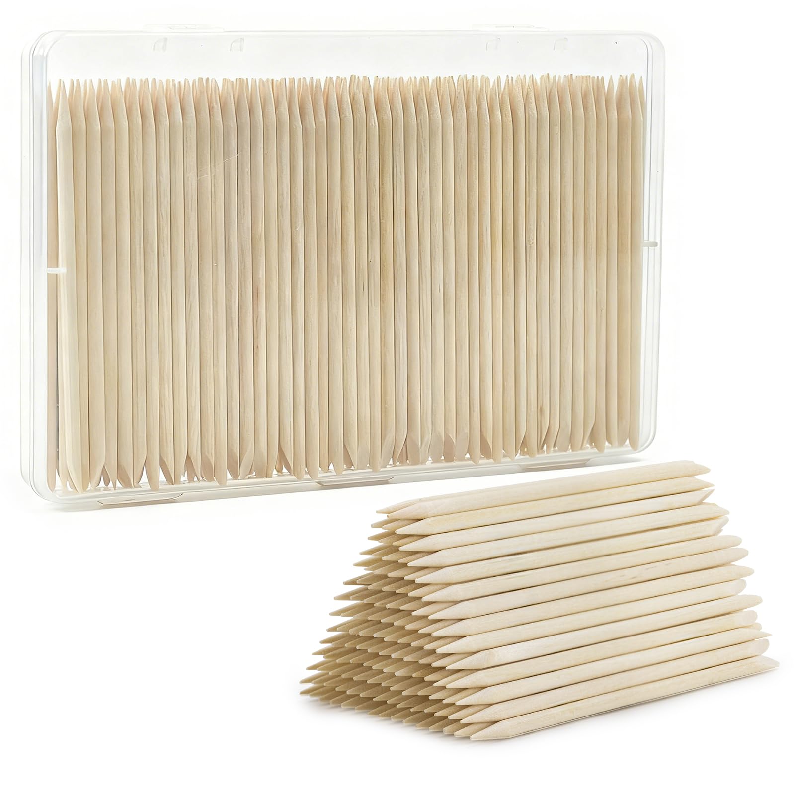 Wooden Cuticle Pusher Sticks, Orange Sticks for Nails, 200Pcs