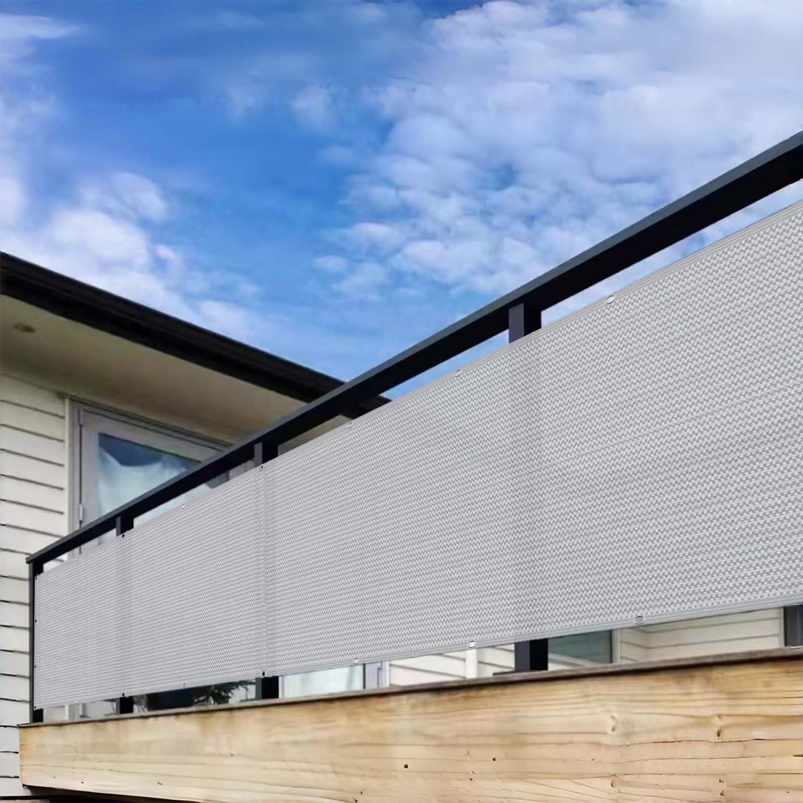 Brise vue occultant extérieur 195 x 420 cm en HDPE protection solaire gris clair