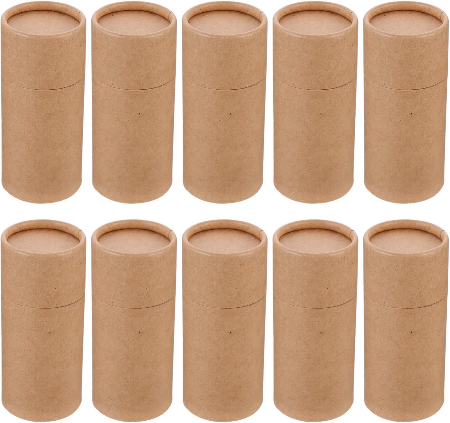 Operitacx Kraft Paper Cylinder Boxes 10-Pack 5.28X2.28 Inch Round Tube Packaging for 100Ml Essential Oil Bottles Storage Boxes for Tea Incense Crafts