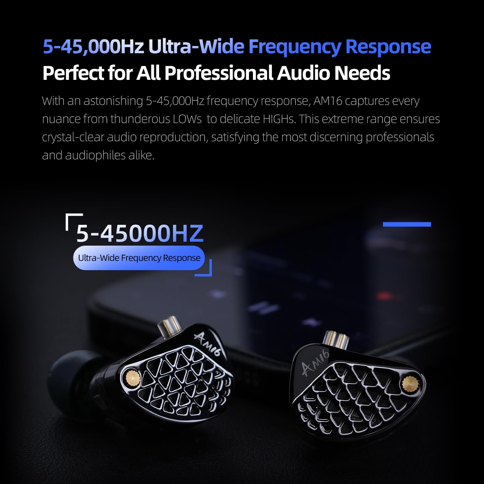 KZ AM16 Słuchawki Hi-Fi IEM z 16 wyważoną armaturą, ze słuchawkami zbalansowanymi i ulepszonymi basami, odłączany kabel, ergonomiczna konstrukcja, przewodowy zestaw słuchawkowy (bas bez mikrofonu)