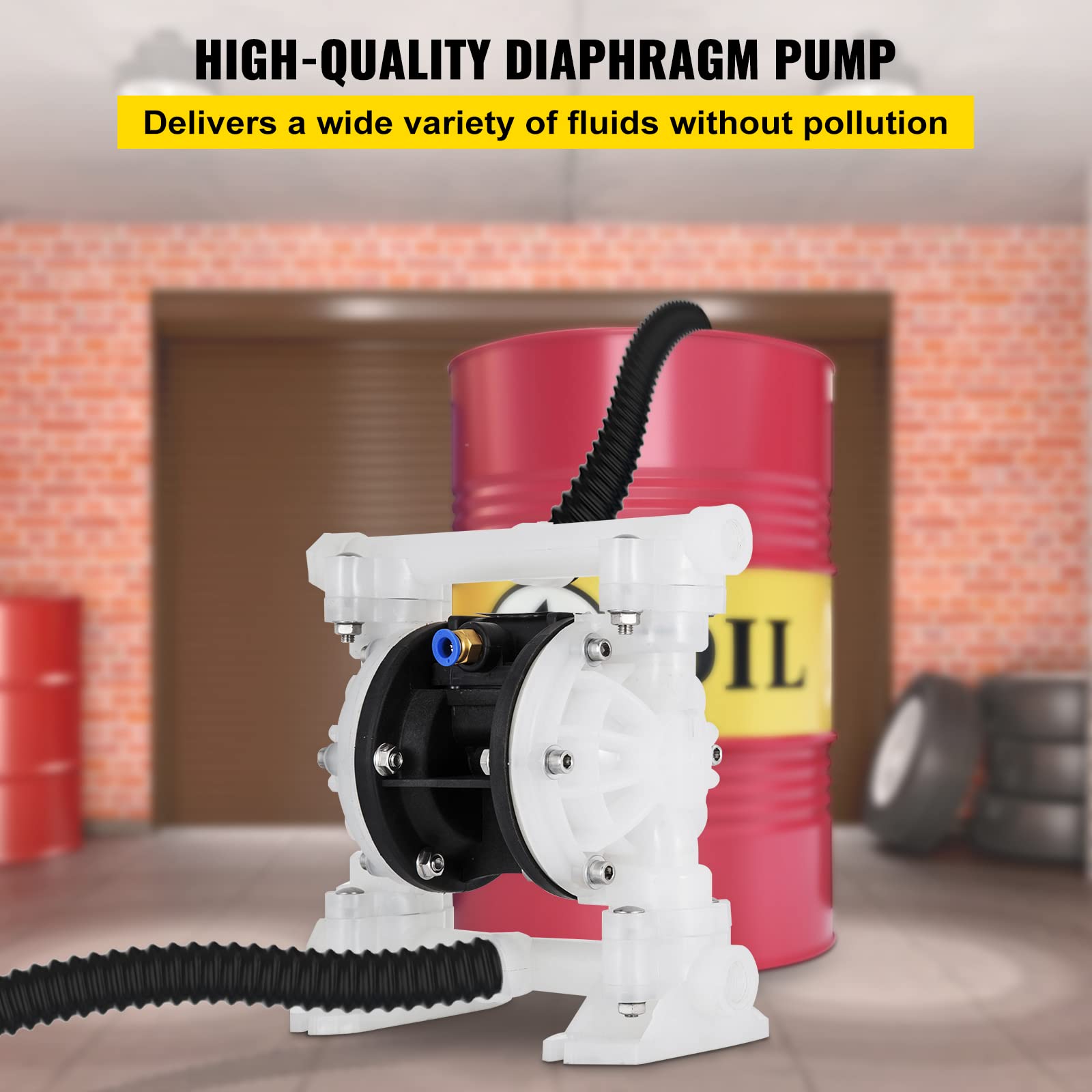 Pompe Pneumatique à Membrane en Polypropylène Pneumatique Double, Diaphragme en Nitrile Pompe à Air à Membrane 2 Diaphragme, Aspiration: 0 à 5 m YBGMBQBY4-1500001