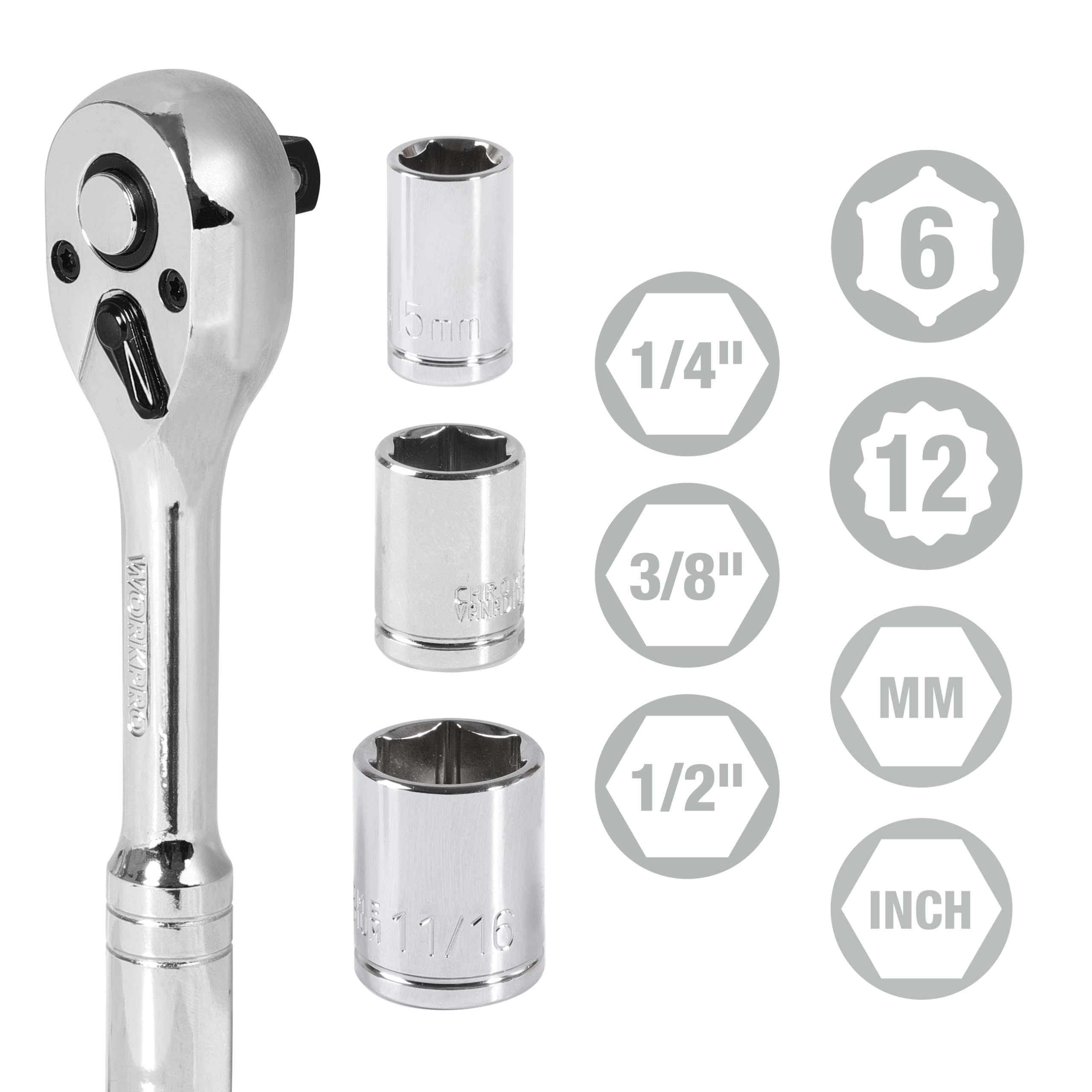 WORKPRO Boîte à Outils Complete pour Mécanique 408 Pièces