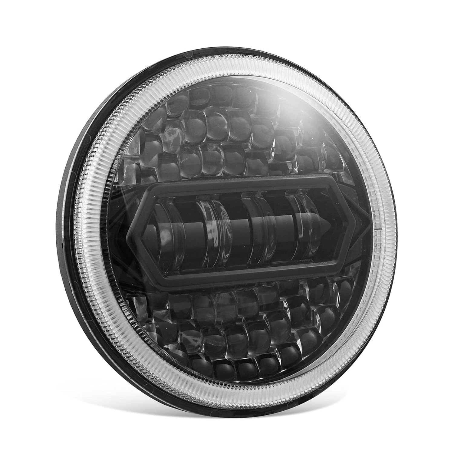 1PCS Motorcycle LED Headlight 7in 6000K 30000LM Halo/Light No