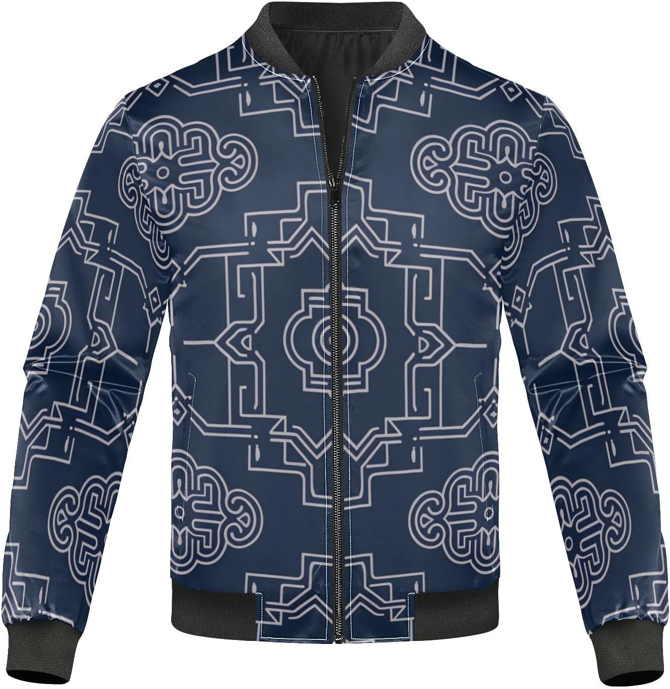 Chinese Pattern Abstract Blue Men'S Lightweight Rain Jacket Mens Light Windbreaker Lightweight Rain Coats For