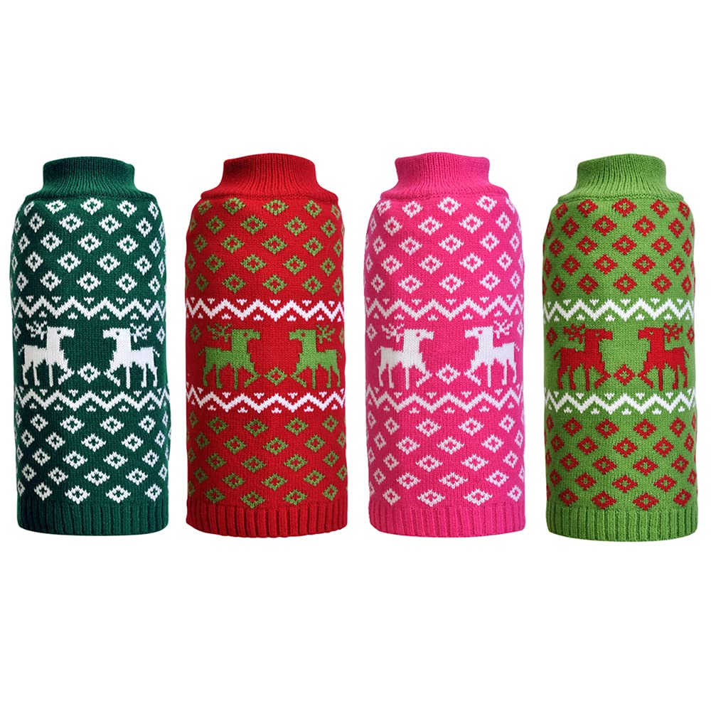 Suéter de perro de Navidad con lindo patrón de ciervos suave invierno cálido ropa de punto ropa para mascotas suéter feo fiesta en Navidad para perros grandes (XXL, rojo)