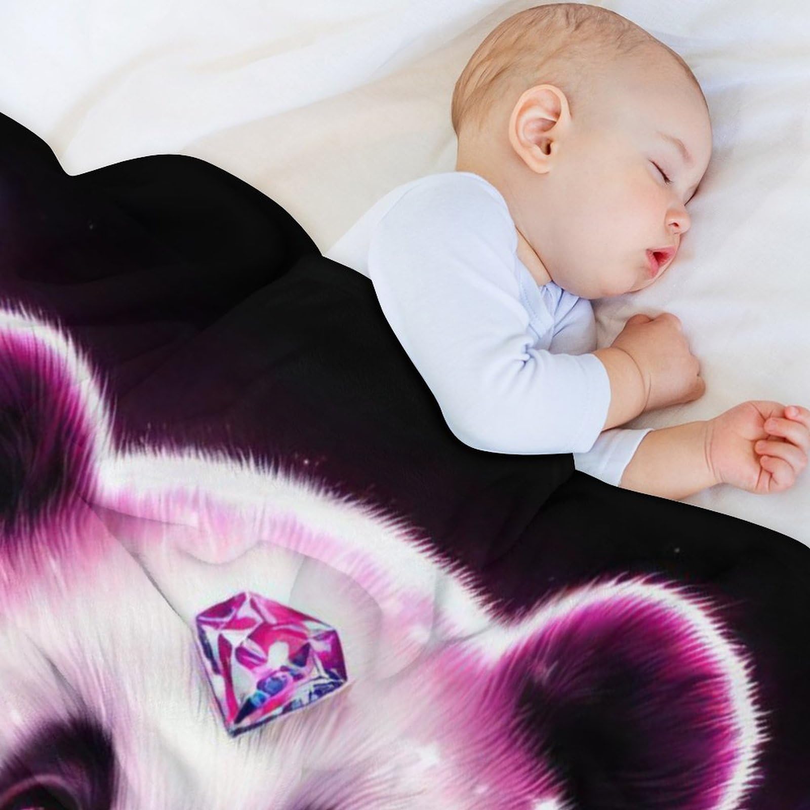 Plaid Couverture De Animal Panda en Flannel Polaire 1 Pièce Moelleux Douce Chaude Facile À Manipuler pour Lit Canapé Chambre Balcon Voyages Bébé Feuteille（150×200cm）