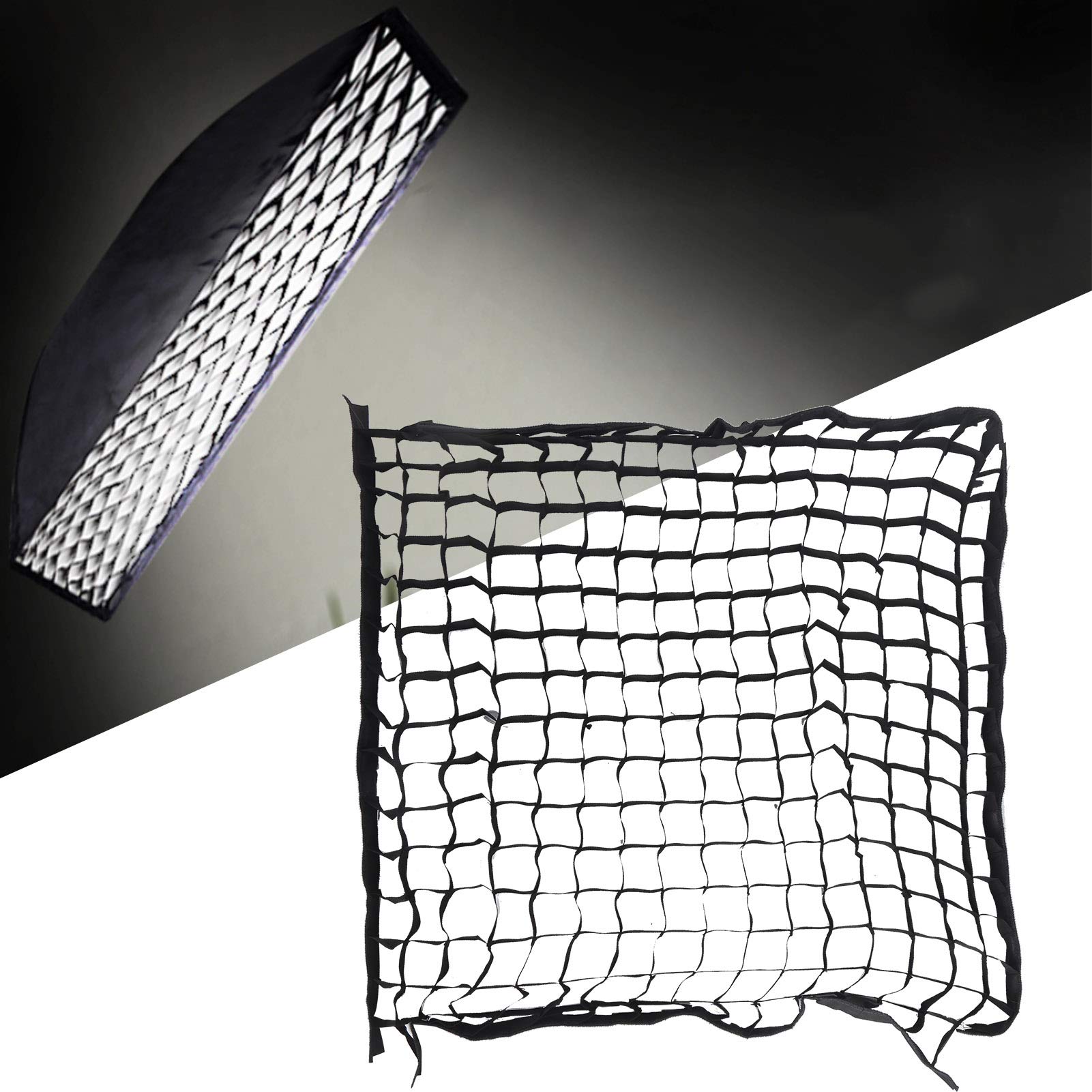 80x80cm Softbox Cellular Grid Mesh with Hook and Cycle Fastener Installation for Photography Lighting Control and Directional Output