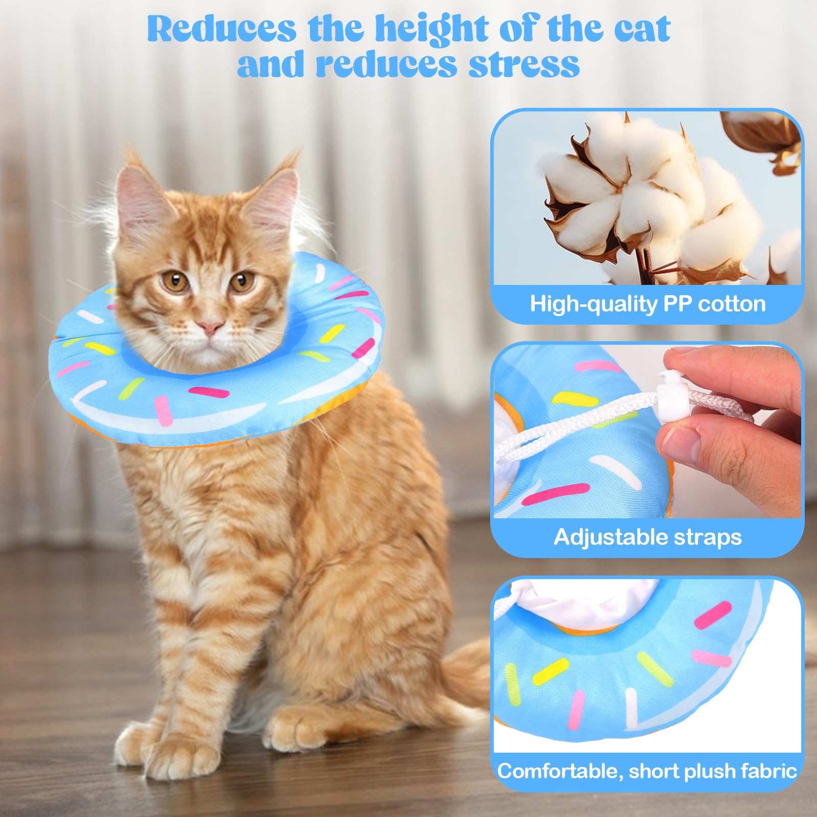 Cat Cone Collar Soft,Cute Adjustable Cat Recovery Collar, Stop licking - Image 4