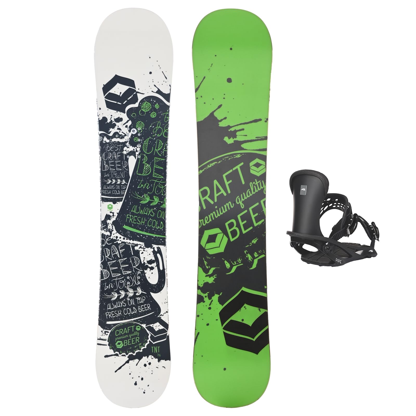 FTWO Set Snowboard TNT Grün 146cm mit Pipe Bindung M Sale