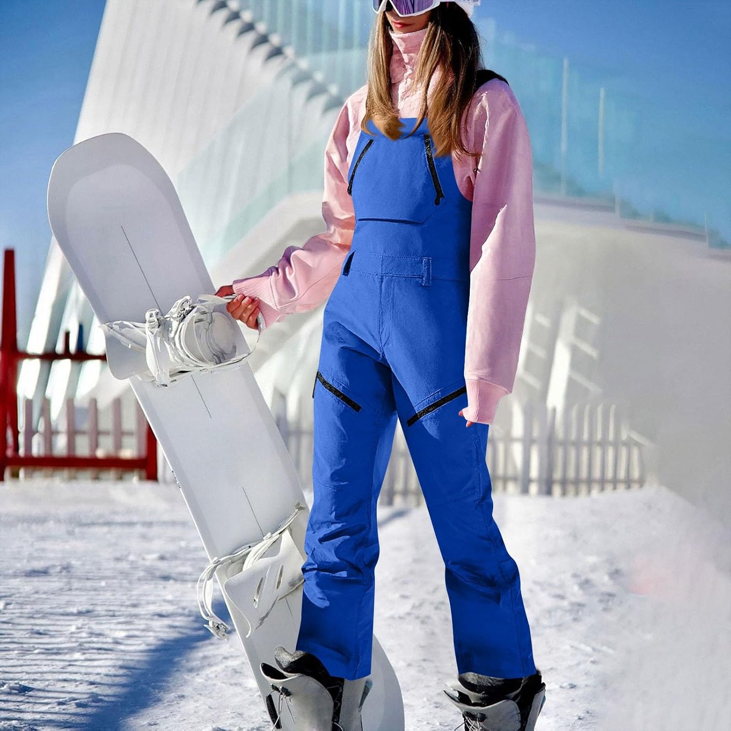 Womens Ski Pants Waterproof Ski Bibs Insulated Jumpsuits Snow Bibs Winter Warm Adjustable Overalls Snowboard Pants