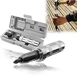 Jogo de Chave de Impacto Martelete Manual Reversível 8 Peças de Fenda e Phillips Bits 5/16" Driver Profissional com Estojo Maleta