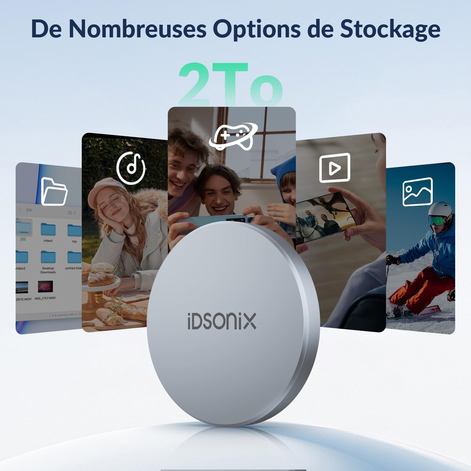 iDsonix SSD Externe 2To, USB 3.2 Gen2x2, jusqu'à 2000Mo/s en Lecture, 1800Mo/s en écriture, Disque Dur Externe Portable Magnétique SSD pour iPhone 15 Series, PS5, Android, Xbox, Mac, PC