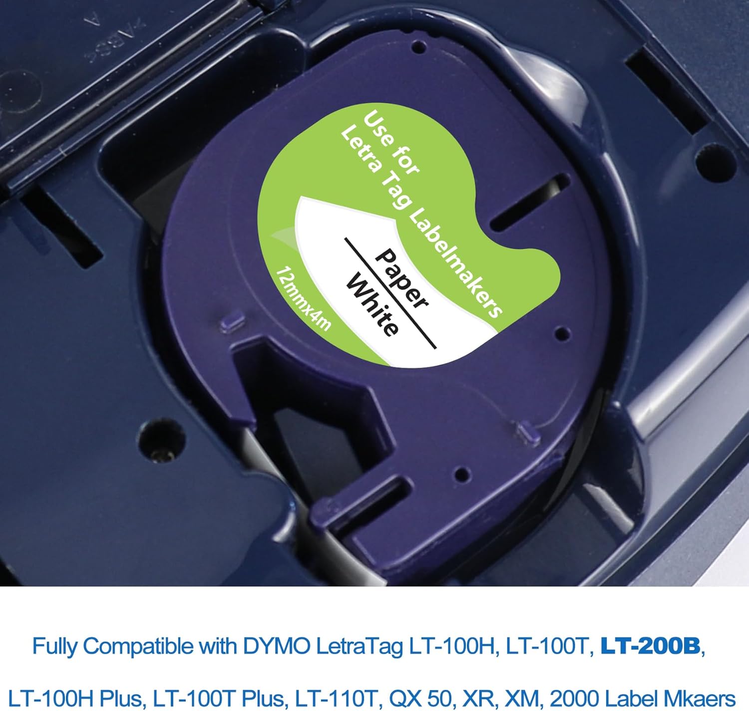 Compatible with Dymo LetraTag Refills 91330 White Paper Label Maker Tape 12mm x 4m (1/2" x 13') Replacement for Dymo Letra tag Label Maker Refills LT-100H 100T Plus 200B QX50 10-Pack