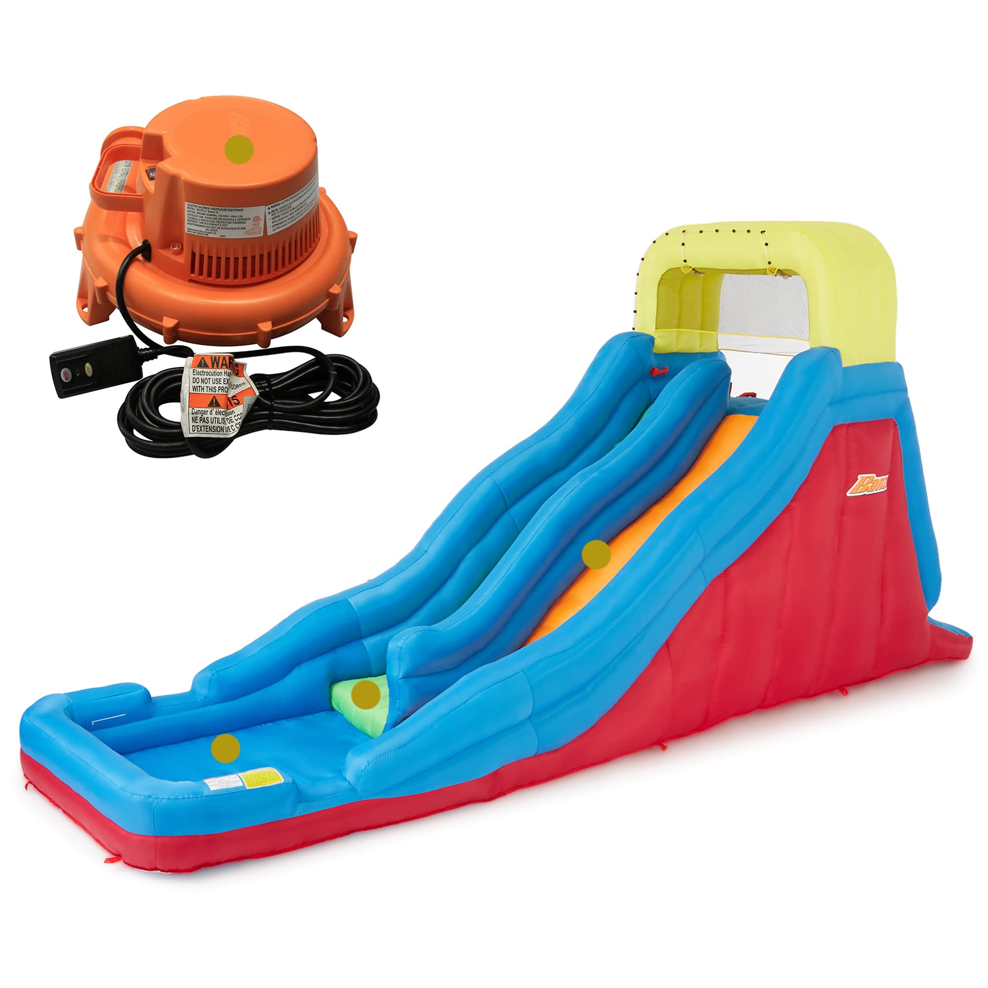 Banzai Double Drop Raceway 2 Lane Inflatable Outdoor Backyard Water Slide Splash Park with Sprinklers and Climbing Wall for Kids Ages 5 and Up