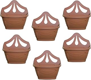 HOMION 31cm Venetian Wall Planter Hanging Basket Flower planter Plastic (TERRACOTTA, 6 BASKETS)