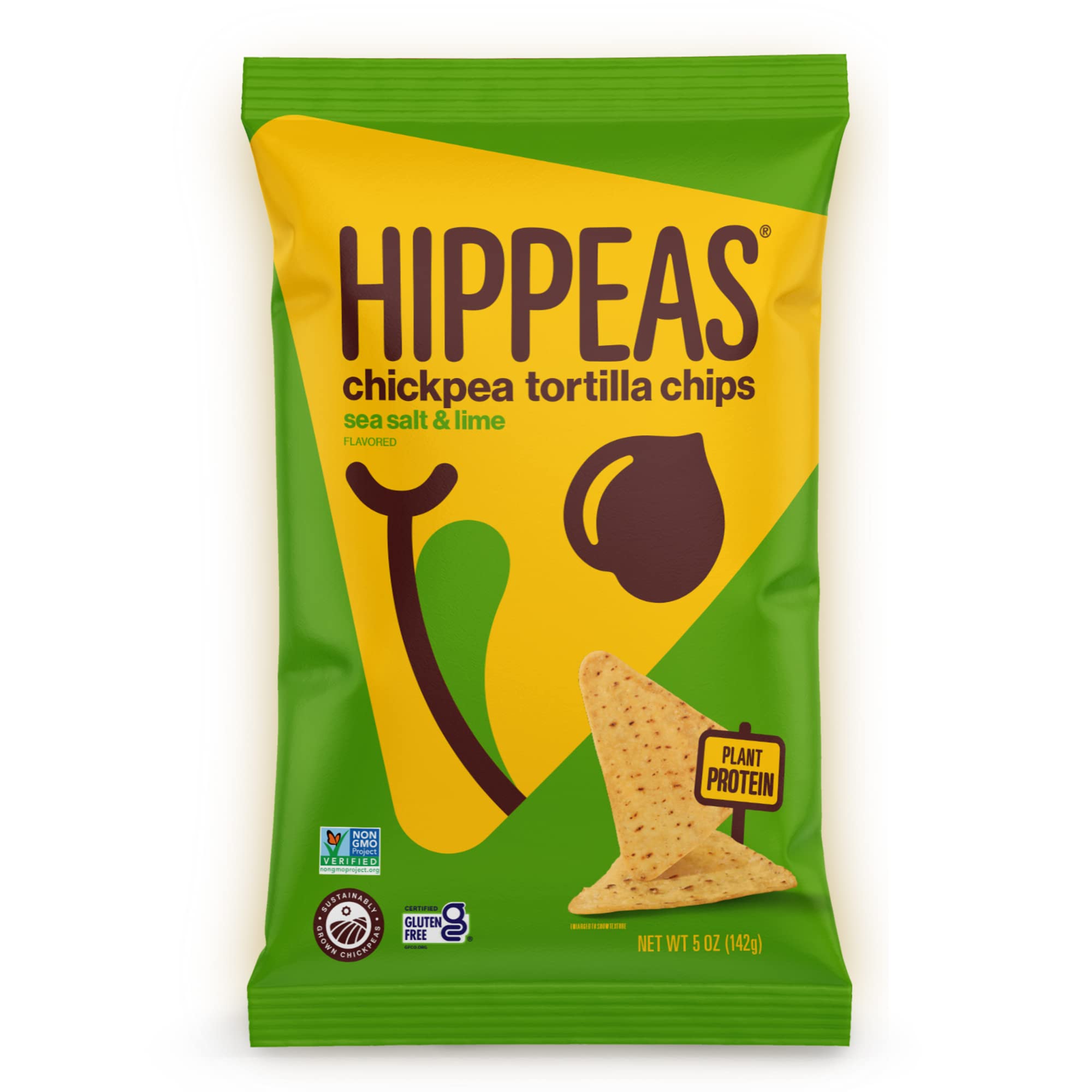 HIPPEASChickpea Tortilla Chips, Sea Salt & Lime, 5 Ounce (Pack of 1), 3g Protein, 3g Fiber, Vegan, Gluten-Free, Crunchy, Plant Protein Snacks