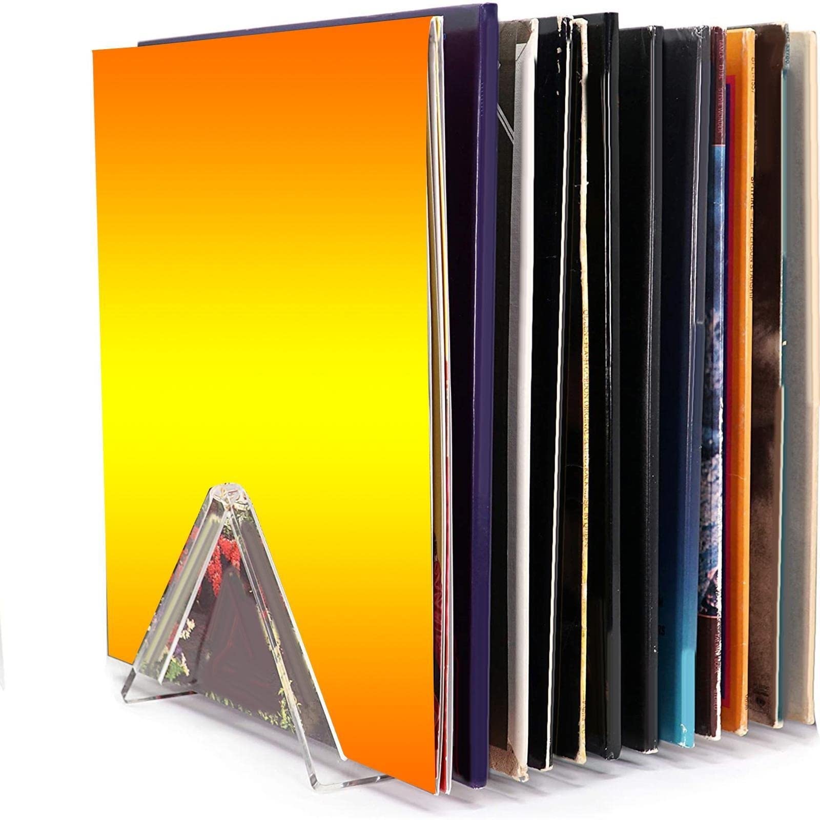 CD Box Supporto triangolare for dischi in vinile, scaffale for display in acrilico trasparente, supporto verticale da tavolo for vinili, può contenere fino a 12 album LP Porta CD e porta DVD