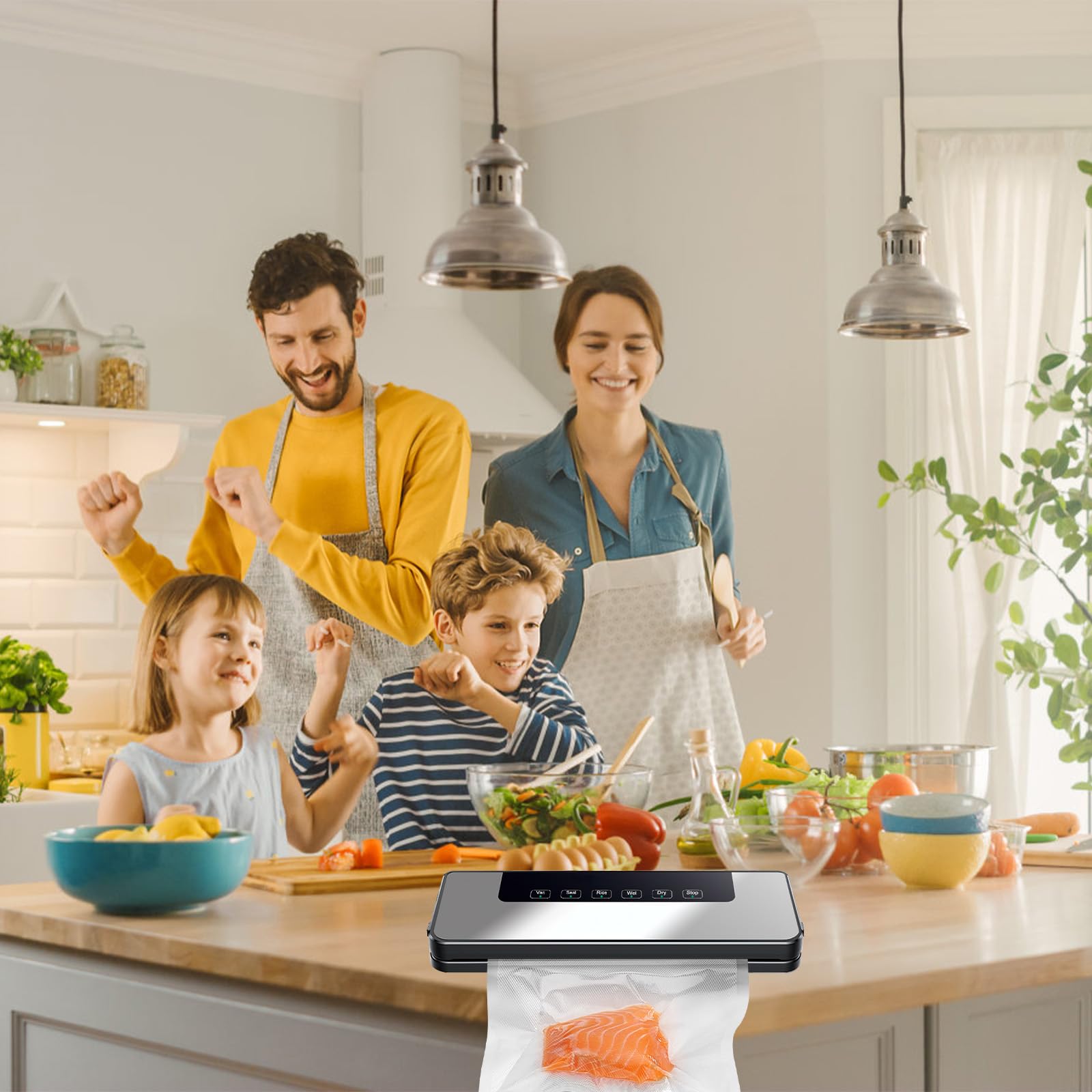 Machine de Mise sous Vide Professionnelle 85kPa, Scelleuse Automatique pour Aliments Secs et Humides, 4 Modes, 700g Compacte, Conservation Longue Durée, 50 Sacs Inclus