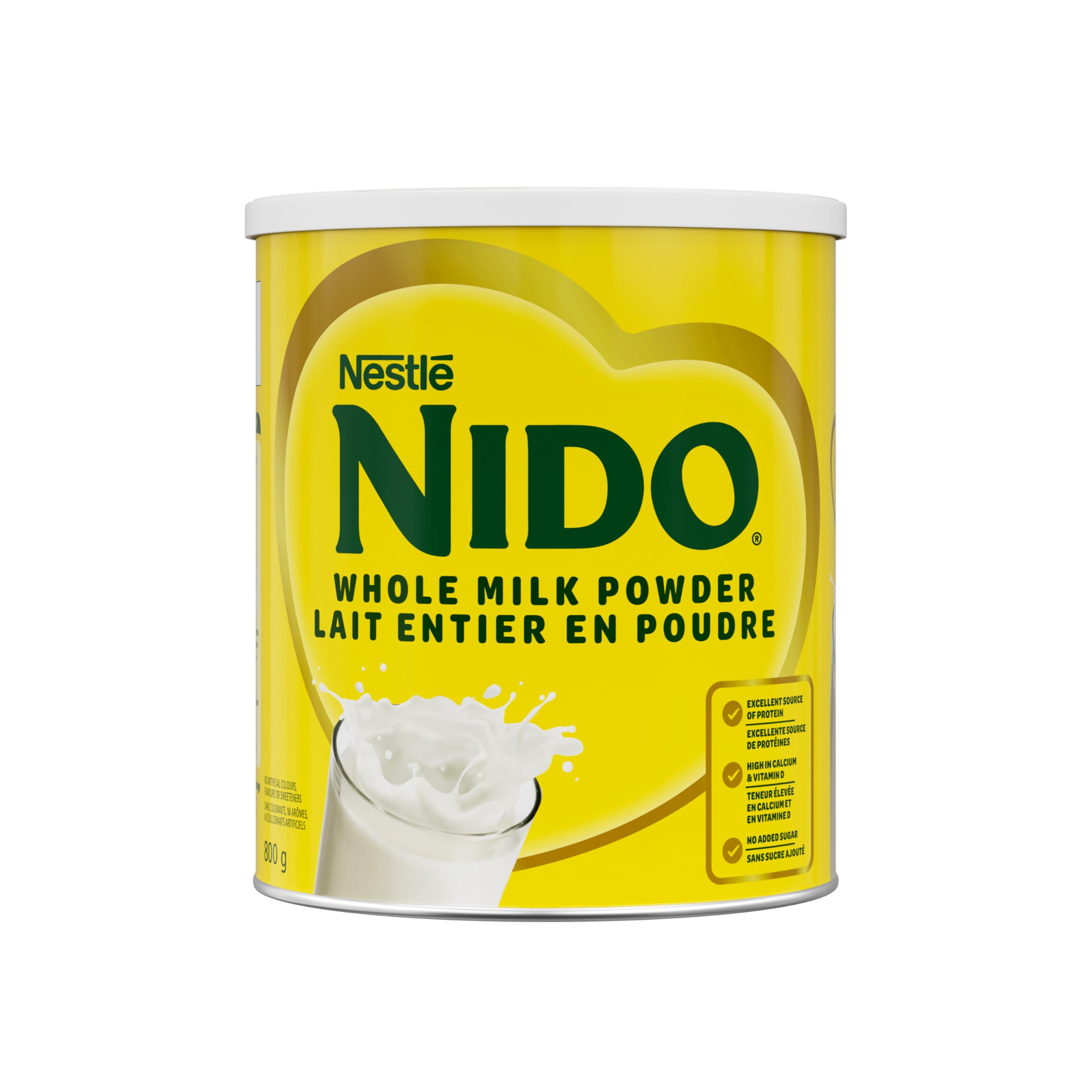 NIDO Whole Milk Powder, Rich & Creamy Powdered Milk, High in Calcium & Vitamin D, Source of Protein, No Artificial Colours or Flavours, No Added Sweeteners, 800 g