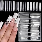 240pc XL Clear Square Acrylic Nail Tips Full Cover Extra Long Square Fake Nails Press on Nail Clear False Nails 10 Sizes Artificial Nails Tip for Gel Nail Extension Fingernails Designs