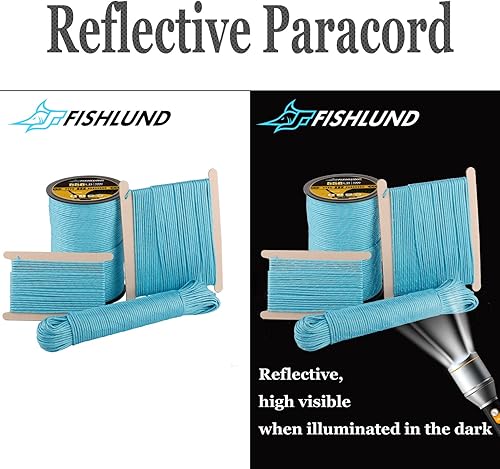 Miniatura 2 de FISHLUND Cuerda de paracaídas reflectante de 550 libras, 7 hebras tipo III de 100 pies y 0.157 in, cuerda de paracaídas de nailon de alta