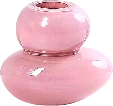 Handmade Lead-Free Decorative Glass Vase with Smooth Finish and Thick Stable Base for Dining Table Bedroom Living Room Office Home Decor for Households and Professionals