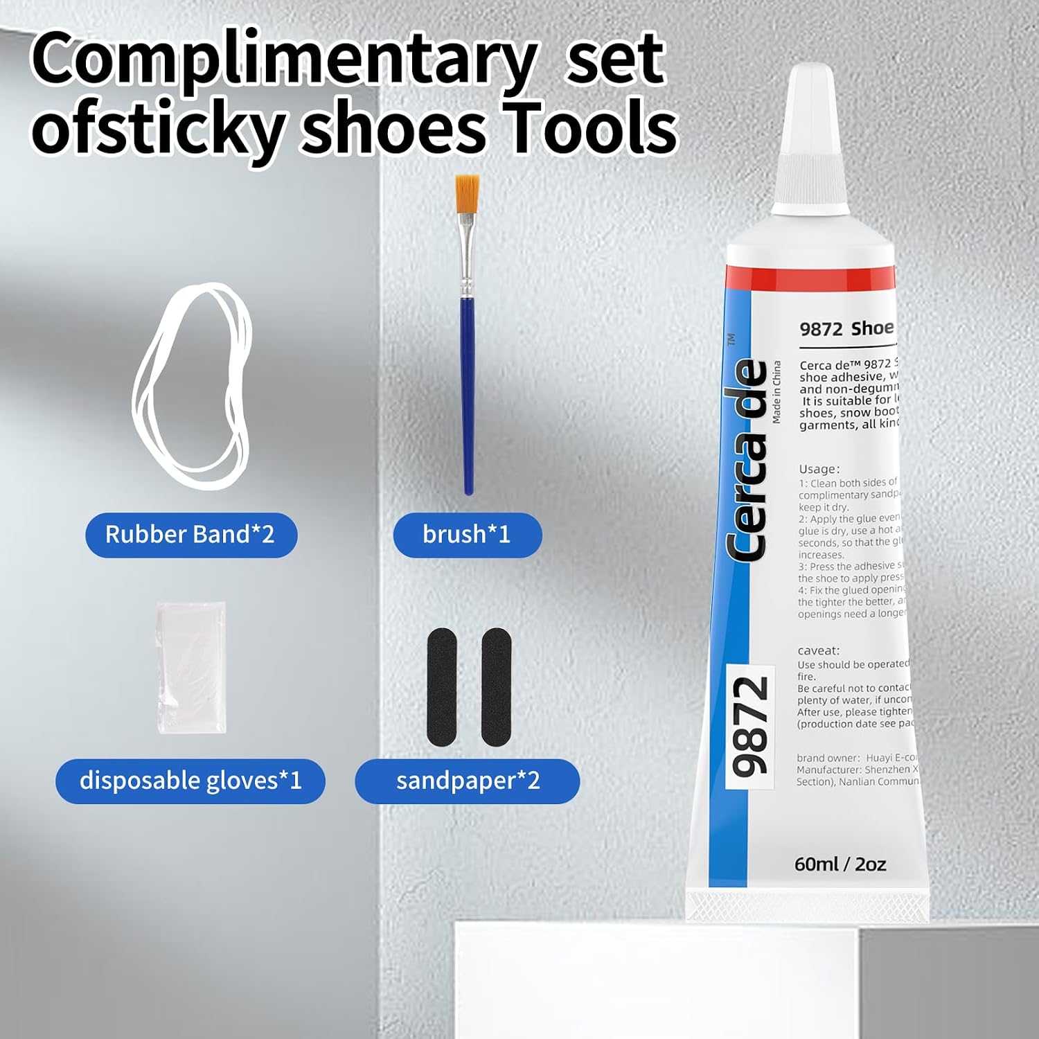 Shoe Glue Heavy Duty，Shoe Sole Repair Adhesive，Clear, Waterproof, high Strength, Strong.Shoe Cement for Sneakers, Leather Shoes, Hiking Shoes, Boots, Sandals, 2oz.