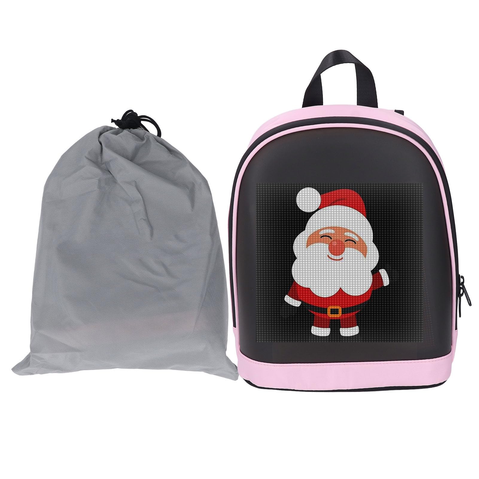 LED-Rucksack, Niedlicher 64x64 Vollfarbbildschirm Programmierbarer Laptop-Rucksack APP-Steuerung LED-Rucksack Texte Animationen Bilder anpassbare Anzeige DIY Mode Rucksack