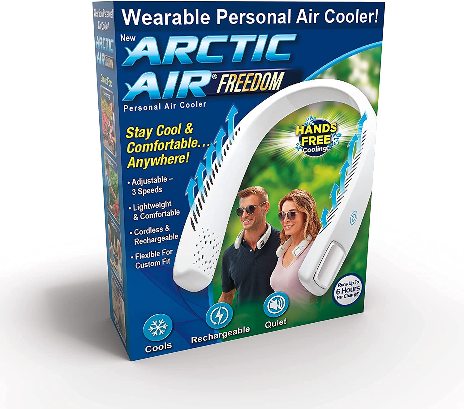 Arctic Air Freedom Portable Personal Air Cooler and Personal 3-Speed Neck Fan, Hands-Free Light-weight Design, Cordless and Rechargeable