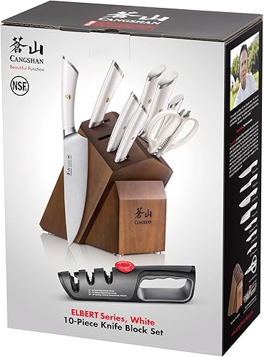 Miniatura 6 de Cangshan ELBERT Series Juego de bloques de cuchillos forjados de acero alemán (10 piezas, blanco)