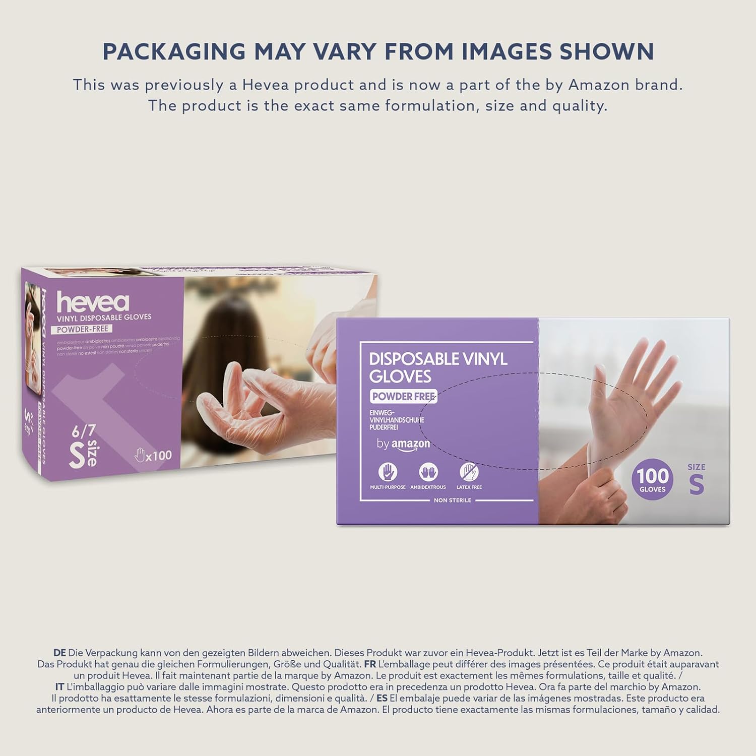 by Amazon - Guanti monouso in vinile, Taglia S, confezione da 100(Precedentemente Marchio Hevea) - Immagine 2