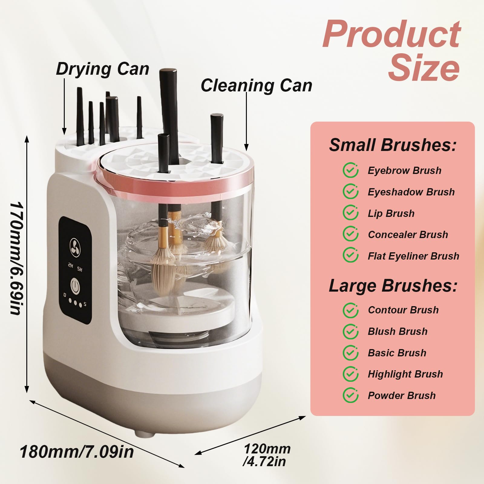 Elektrischer Pinselreiniger Make Up 3-in-1 Automatische Schminkpinsel Reinigungsmaschine mit Trocknungsfunktion & aufbewahrung für Pinselgrößen, Make up Schwamm, Beauty Blender