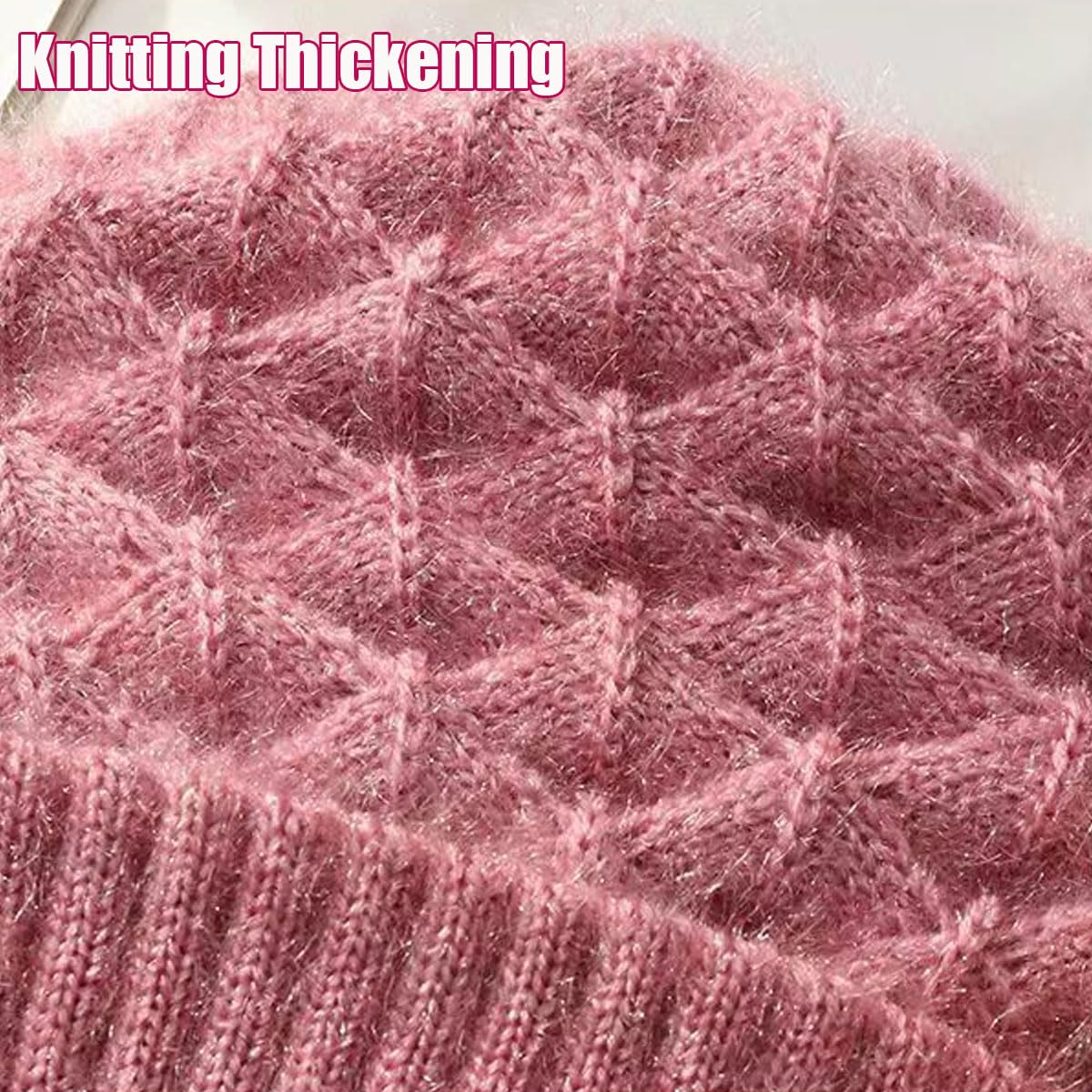 Women Balaclava Hood Scarf Hat Knitted Fleece Elastic Winter Integrated Ear Protection Windproof Cap Beanie Hat, Blue, Large 1